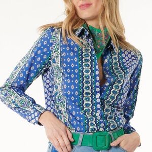 Souleido Vintage Style Multi-Print Cotton Shirt